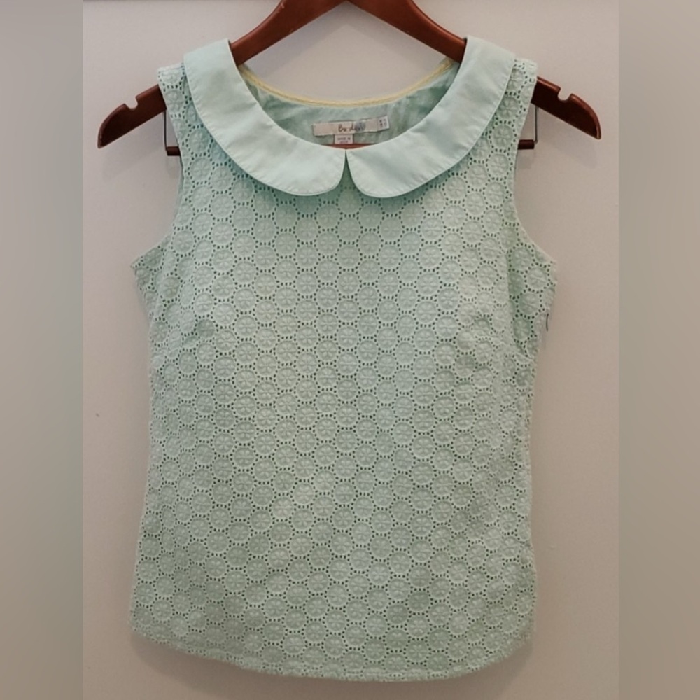 Boden Crochet Lace Sleeveless Top Peter Pan Collar